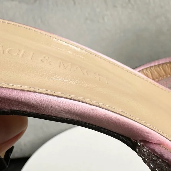 🌺MACH & MACH🌺 Double Bow Floral Lace Mules in Pink Size: 37.5 - Picture 10 of 14